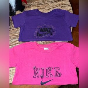 2 custom toddler Nike shirts pressed by me 😘